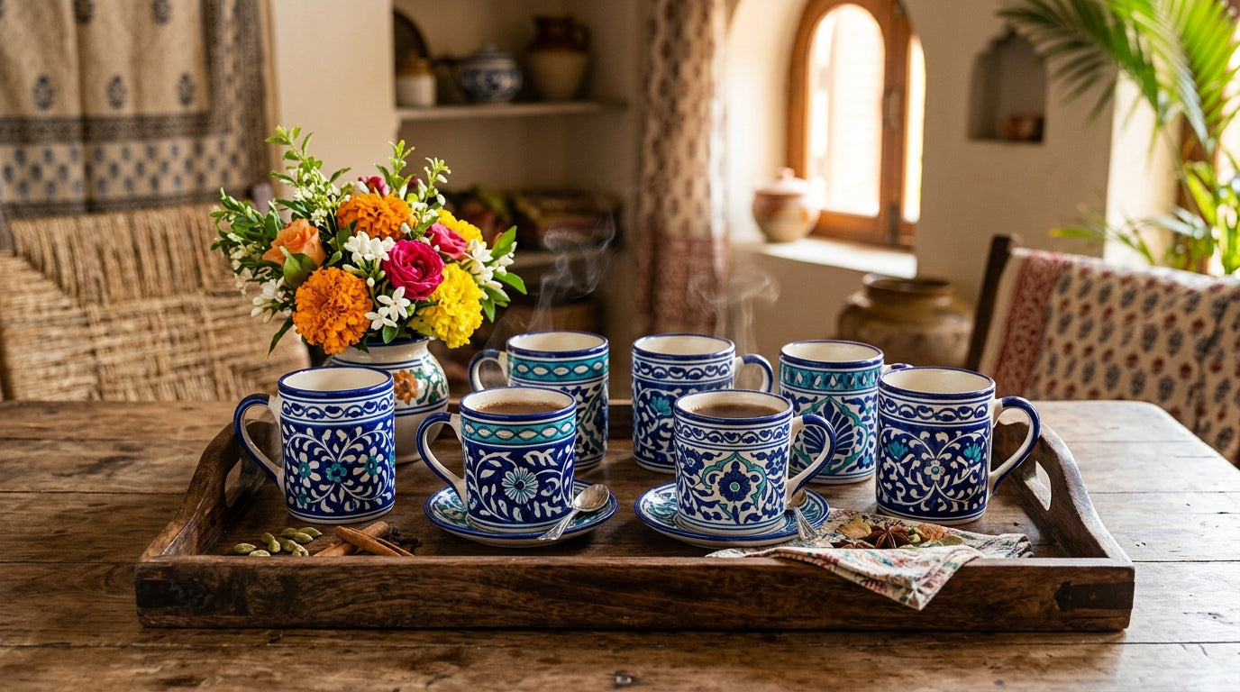 Blue Pottery Mugs