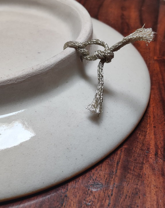 Blue Pottery Queen and Peacock Wall Plate - styled in home